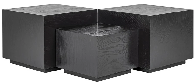 Casa Padrino Luxus Couchtisch 4er Set Schwarz 75 x 75 x H. 40 cm - Quadratischer Massivholz Wohnzimmertisch - Wohnzimmer Möbel - Luxus Möbel - Luxus Einrichtung