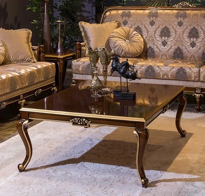 Casa Padrino Luxus Barock Wohnzimmer Set Grau / Braun / Gold - 2 Barock Sofas & 2 Barock Sessel & 1 Barock Couchtisch - Wohnzimmer Möbel im Barockstil - Barock Möbel - Barock Einrichtung
