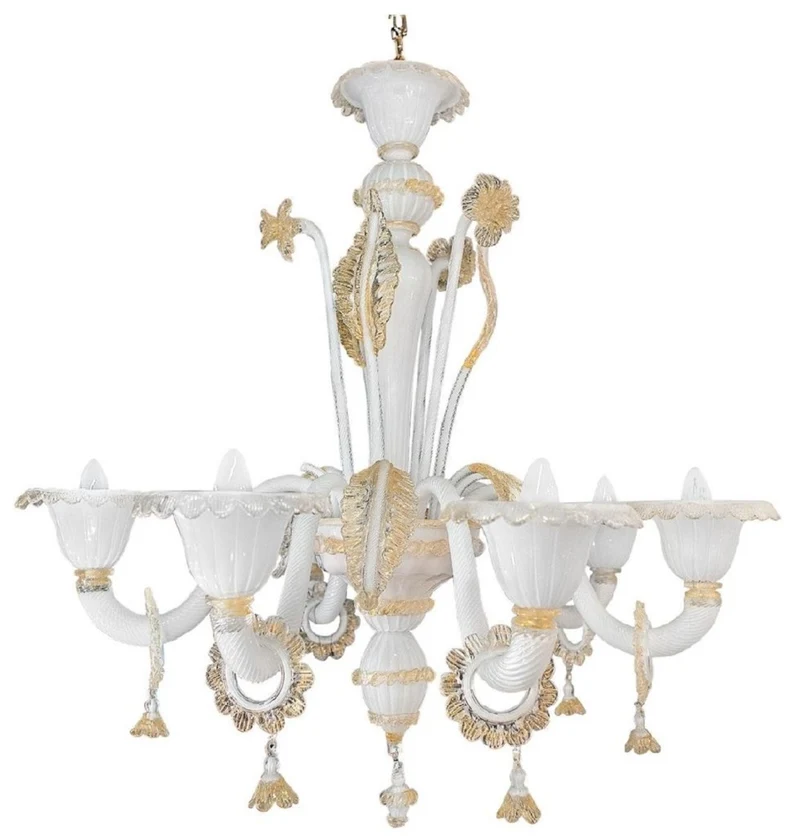 Casa Padrino Luxus Barock Kronleuchter Weiß Ø 85 cm - Prunkvoller Wohnzimmer Kronleuchter im Barockstil - Hotel Kronleuchter - Barock Leuchten - Barock Interior