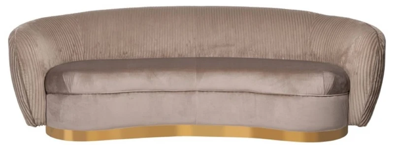 Casa Padrino Luxus Sofa Braun / Gold 221 x 98 x H. 72 cm - Gebogenes Wohnzimmer Sofa - Wohnzimmer Möbel - Wohnzimmer Einrichtung - Luxus Möbel - Luxus Einrichtung - Möbel Luxus