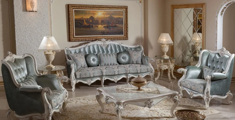 Casa Padrino Luxus Barock Sessel Grün / Beige / Weiß / Silber - Prunkvoller Wohnzimmer Sessel mit elegantem Muster - Barock Möbel - Luxus Wohnzimmer Möbel im Barockstil - Edel & Prunkvoll
