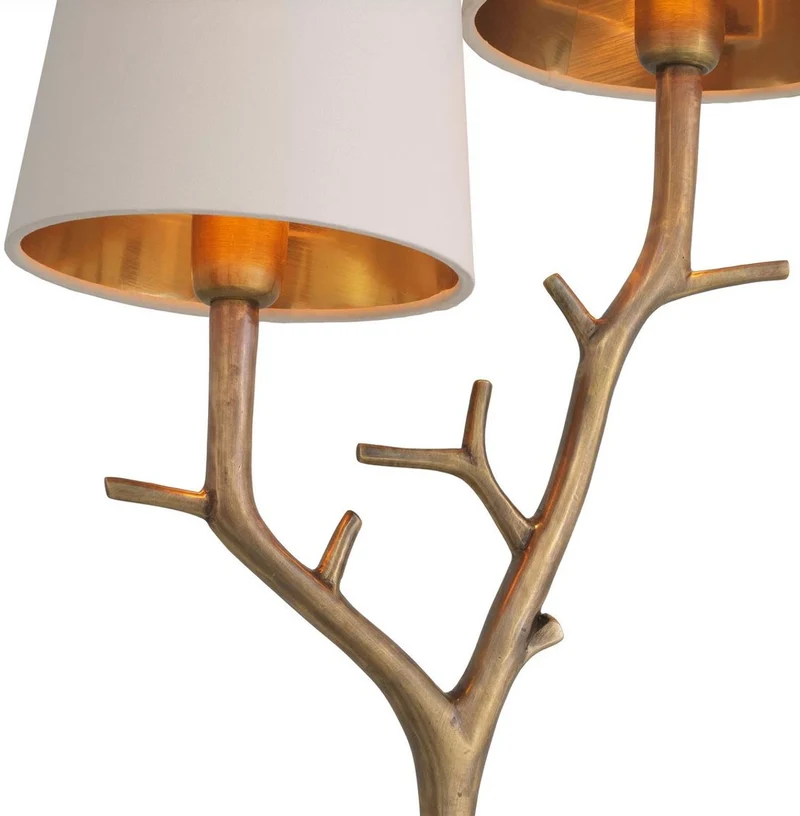 Casa Padrino Luxus Doppel Wandleuchte Vintage Messing / Creme 28 x 17 x H. 60 cm - Wohnzimmer Wandleuchte - Hotel Leuchten - Luxus Leuchten - Luxus Wandleuchten - Luxus Qualität
