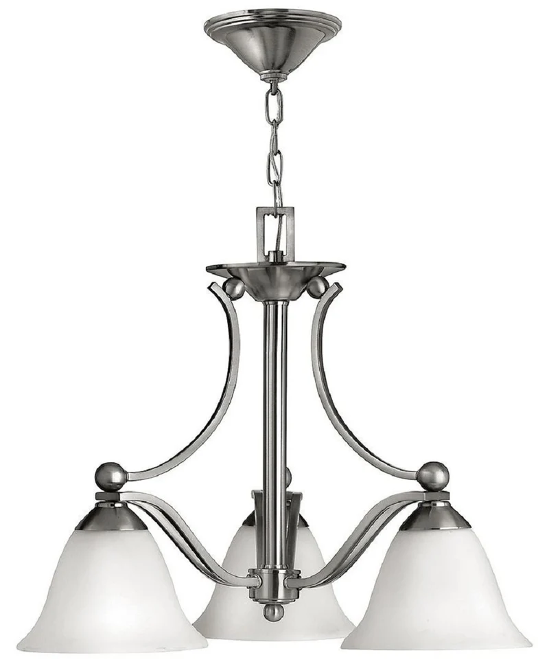 Casa Padrino Luxus Art Deco Kronleuchter Silber / Weiß Ø 57,2 x H. 49 cm - Runder Metall Kronleuchter mit Glas Lampenschirmen - Wohnzimmer Kronleuchter - Art Deco Leuchten - Luxus Leuchten