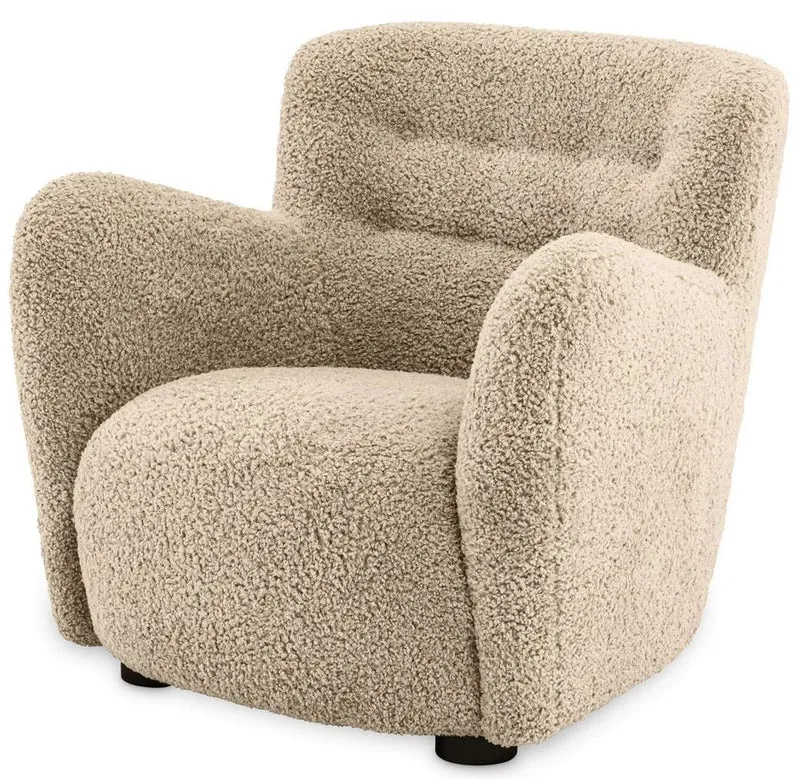 Casa Padrino Luxus Sessel Sandfarben / Schwarz 87 x 86 x H. 80 cm - Wohnzimmer Sessel - Hotel Sessel - Wohnzimmer Möbel - Luxus Möbel - Wohnzimmer Einrichtung - Luxus Einrichtung - Möbel Luxus