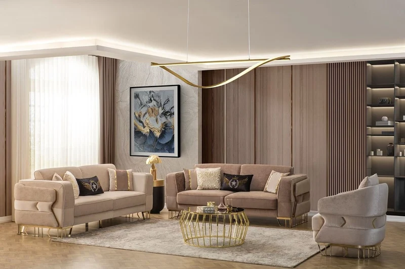 Casa Padrino Luxus Sofa Braun / Gold 230 x 90 x H. 77 cm - Wohnzimmer Sofa - Hotel Sofa - Wohnzimmer Möbel - Hotel Möbel - Luxus Möbel - Wohnzimmer Einrichtung - Luxus Einrichtung