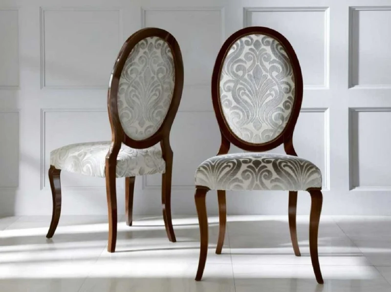 Casa Padrino Luxus Jugendstil Esszimmerstuhl 6er Set Silber / Dunkelbraun 51 x 48 x H. 106 cm - Elegante Küchenstühle mit Muster - Barock & Jugendstil Esszimmer Möbel - Luxus Qualität