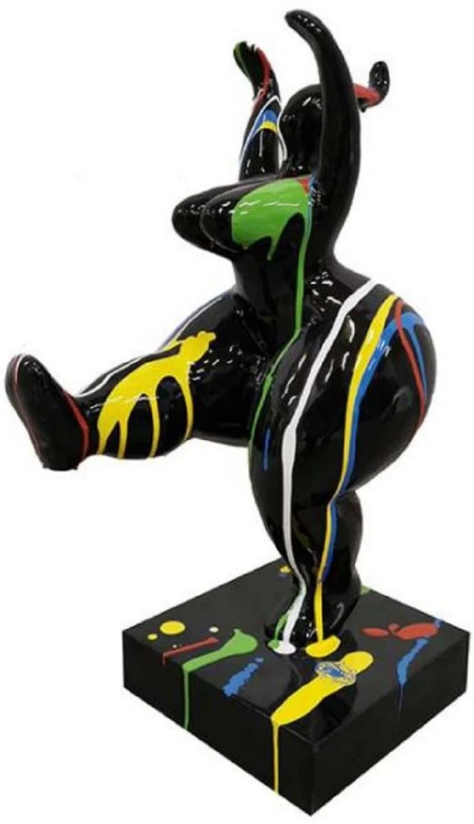 Casa Padrino Luxus Deko Skulptur Schwarz / Mehrfarbig H. 85 cm - Große Deko Figur - XXL Deko Skulptur - XXL Deko Figur - Wohnzimmer Deko - Garten Deko - Luxus Deko XXL Skulpturen & Figuren