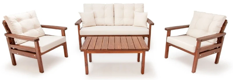 Casa Padrino Luxus Gartenmöbel Set Beige / Dunkelbraun - 1 Garten Sofa & 2 Garten Sessel & 1 Garten Couchtisch - Garten Möbel - Terrassen Möbel - Luxus Möbel
