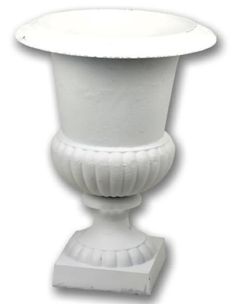 Casa Padrino Barock Garten Deko Blumentopf Weiß H. 66,8 cm - Prunkvoller Pflanzentopf im Barockstil - Barock Garten & Terrassen Deko Accessoires