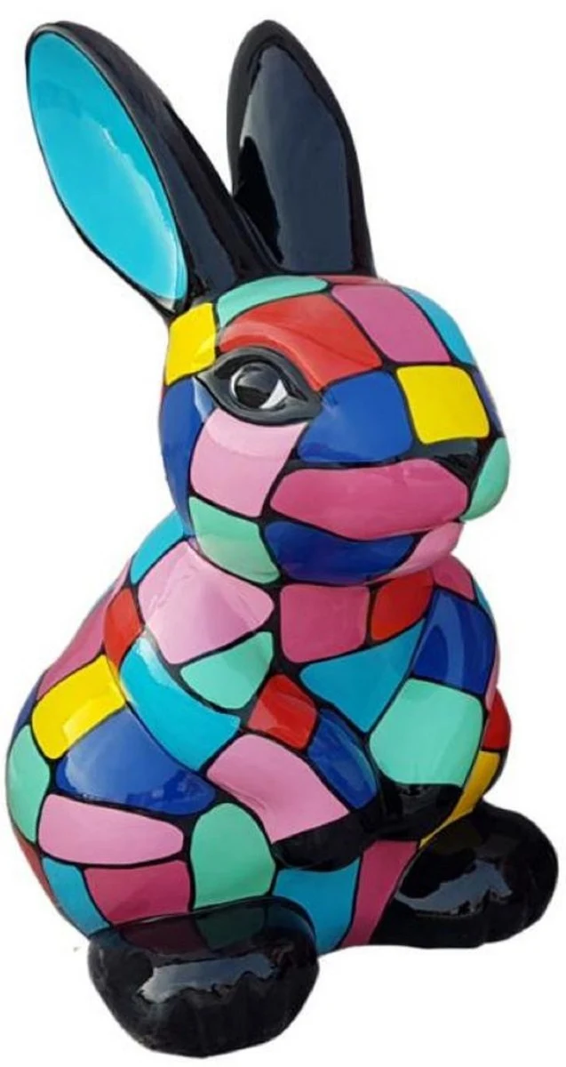 Casa Padrino Luxus Designer Dekofigur Hase Mehrfarbig H. 65 cm - Wetterbeständige Deko Skulptur - Wohnzimmer Deko Figur - Garten Deko Figur - Luxus Deko Tierfigur - Designer Deko Accessoires
