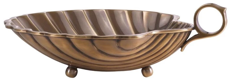 Casa Padrino Luxus Serviertablett Vintage Messing 22,5 x 19,5 x H. 5,5 cm - Messing Tablett in Muschelform - Hotel & Restaurant Accessoires - Luxus Qualität
