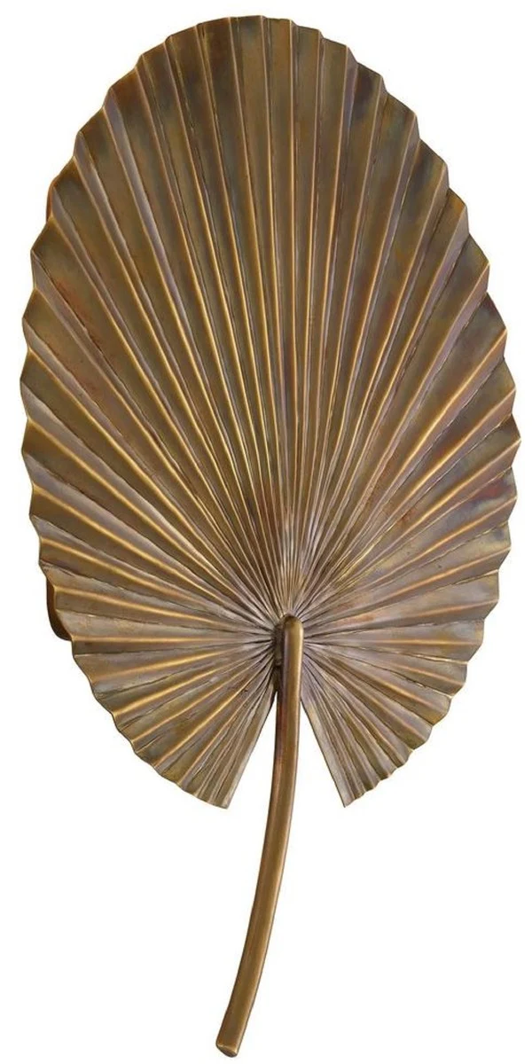 Casa Padrino Luxus Wandleuchte Vintage Messing 30,5 x 8,5 x H. 40 cm - Messing Wandlampe im Palmenblatt Design - Hotel & Restaurant Leuchte