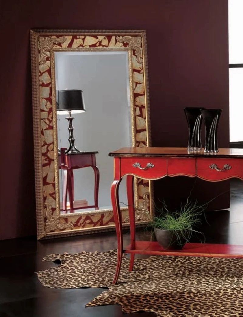 Casa Padrino Luxus Barock Spiegel Gold / Rot - Rechteckiger italienischer Barockstil Wandspiegel - Barock Möbel - Luxus Möbel im Barockstil - Luxus Qualität - Made in Italy