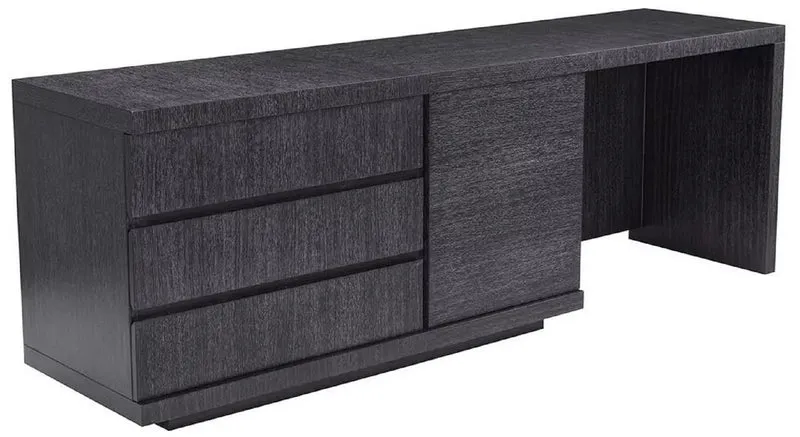 Casa Padrino Luxus Massivholz Schreibtisch Schwarzgrau 220 x 55 x H. 75,5 cm - Bürotisch - Computertisch - Büro Möbel - Luxus Möbel - Luxus Einrichtung - Luxus Qualität