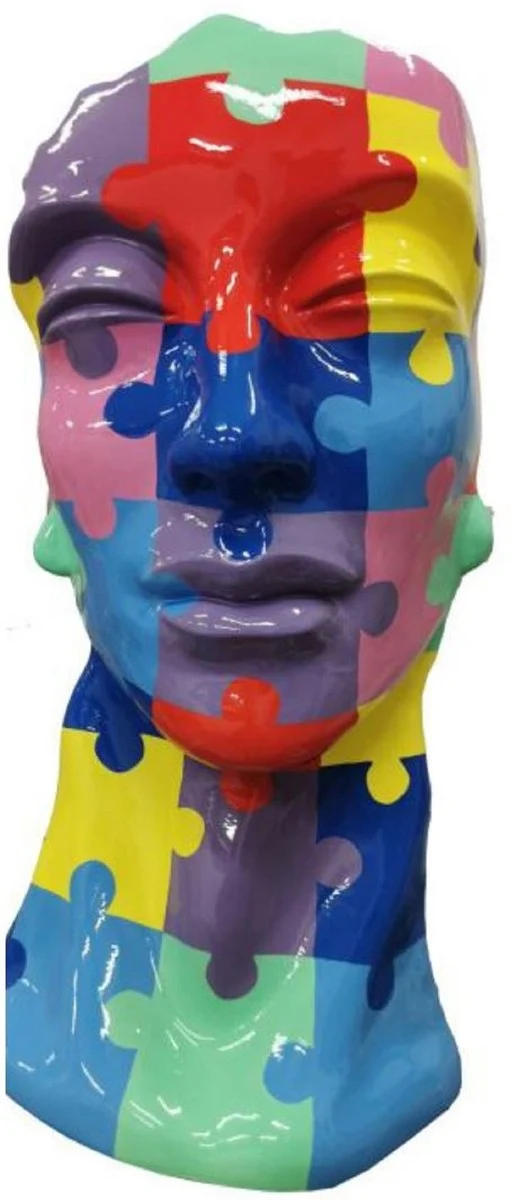 Casa Padrino Luxus Designer Deko Büste Bunt H. 70 cm - Abstrakte Deko Skulptur Büste - Wohnzimmer Deko Figur Büste - Garten Deko Figur Büste - Luxus Deko Büsten - Abstrakte Designer Büsten