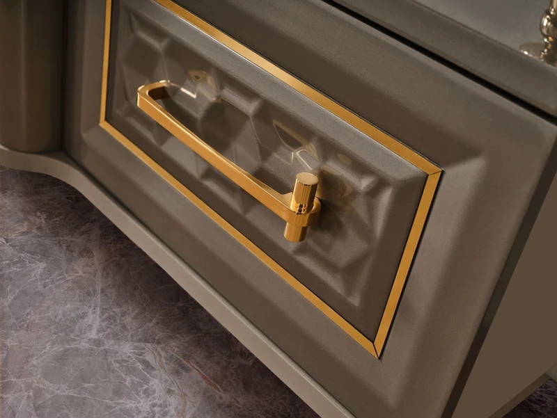 Casa Padrino Luxus Art Deco TV Schrank Set Grau / Gold - Wohnzimmer Sideboard mit LED Elektrokamin & TV Rückwand - Art Deco Möbel - Wohnzimmer Möbel - Luxus Möbel - Luxus Einrichtung