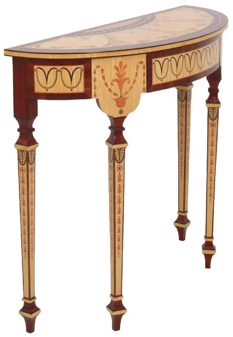 Casa Padrino Luxus Barock Konsole Naturfarben / Braun 100 cm - Handgefertigter Massivholz Konsolentisch mit Schublade - Luxus Wohnzimmer Möbel im Barockstil - Barock Möbel - Barock Einrichtung