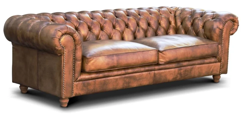 Casa Padrino Luxus Chesterfield Leder Sofa Vintage Braun 240 x 100 x H. 80 cm - Echtleder Wohnzimmer Sofa - Wohnzimmer Möbel - Chesterfield Möbel - Luxus Möbel - Luxus Wohnzimmer Einrichtung