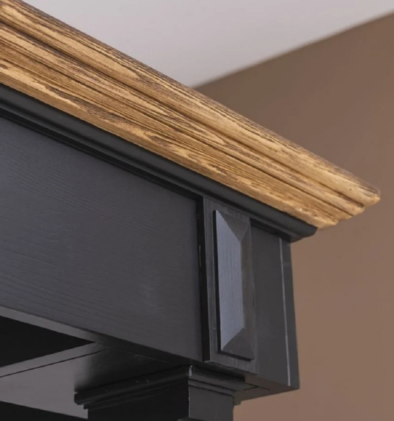 Casa Padrino Landhausstil Bar Theke Schwarz / Dunkelbraun 148 x 148 x H. 210 cm - Massivholz Thekentisch - Massivholz Barmöbel - Barmöbel im Landhausstil - Landhausstil Einrichtung