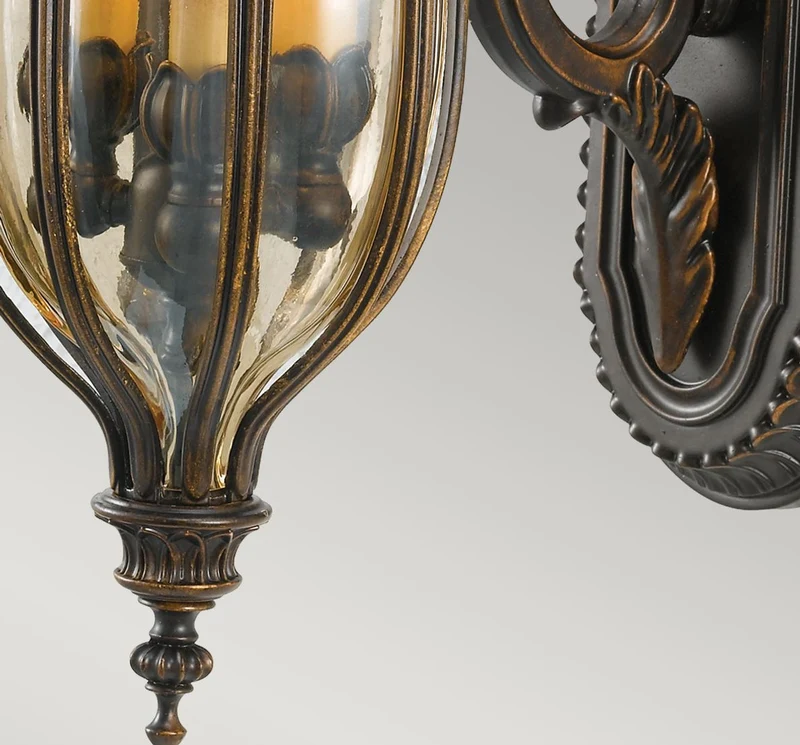 Casa Padrino Barock Außenwandleuchte Braun / Bronze / Gold 24,1 x 35,6 x H. 57,8 cm - Elegante Balkon Garten Terrassen Außenleuchte - Außenbeleuchtung im Barockstil