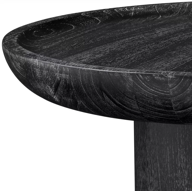 Casa Padrino Luxus Beistelltisch Schwarzgrau Ø 64,5 x H. 46 cm - Runder Massivholz Tisch - Massivholz Wohnzimmer Möbel - Luxus Qualität