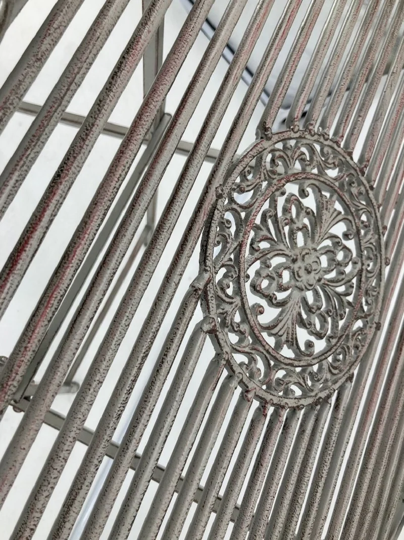 Casa Padrino Jugendstil Gartentisch Antik Grau 62 x 49 x H. 70 cm - Nostalgischer Metall Tisch - Nostalgische Metall Garten & Terrassen Möbel
