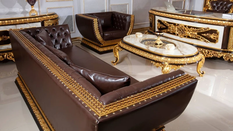 Casa Padrino Luxus Barock Couchtisch mit Glasplatte Weiß / Dunkelbraun / Gold - Prunkvoller Massivholz Wohnzimmertisch im Barockstil - Barock Wohnzimmer Möbel - Edel & Prunkvoll