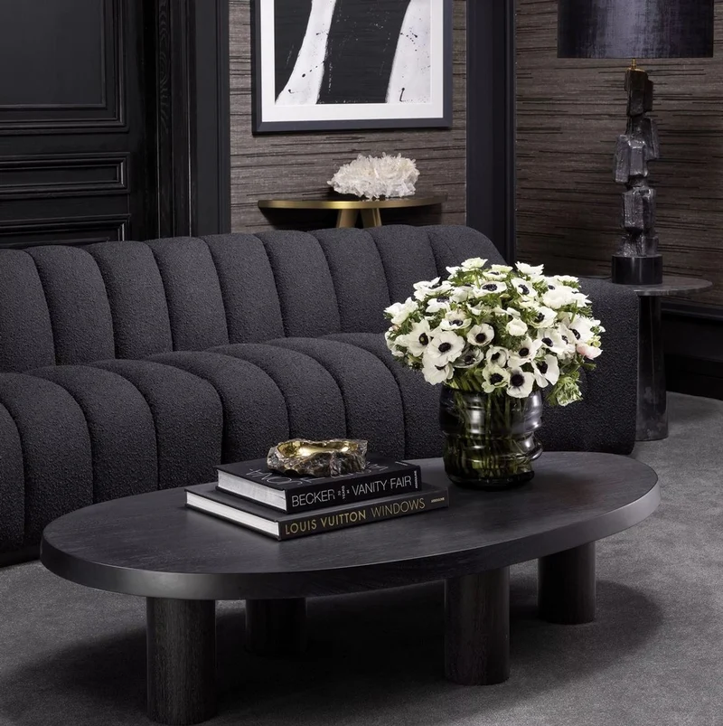 Casa Padrino Luxus Couchtisch Schwarzgrau 149 x 78,5 x H. 35 cm - Mahagoni Wohnzimmertisch - Wohnzimmer Möbel - Mahagoni Möbel - Luxus Möbel - Luxus Einrichtung - Möbel Luxus - Luxus Qualität