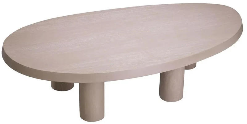 Casa Padrino Luxus Couchtisch Beige 149 x 78,5 x H. 35 cm - Massivholz Wohnzimmertisch - Wohnzimmer Möbel - Massivholz Möbel - Luxus Möbel - Luxus Einrichtung - Möbel Luxus - Luxus Qualität