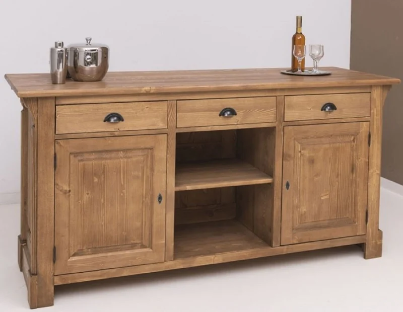 Casa Padrino Landhausstil Bar Theke Hellbraun 191 x 68 x H. 95 cm - Massivholz Thekentisch - Bartisch - Massivholz Bar Möbel im Landhausstil