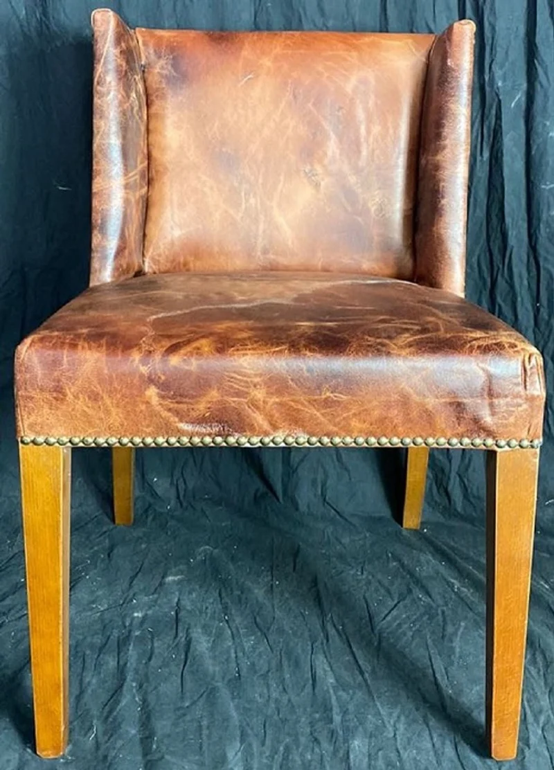 Casa Padrino Luxus Leder Esszimmer Stuhl Set Vintage Braun / Hellbraun 56 x 52 x H. 81 cm - Echtleder Küchen Stühle 6er Set - Esszimmer Möbel - Leder Möbel - Luxus Möbel - Luxus Einrichtung