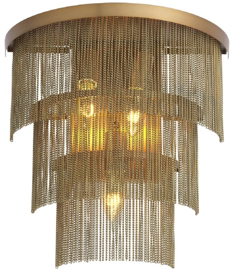 Casa Padrino Luxus Wandleuchte Antik Messing 33 x 16 x H. 32,5 cm - Halbrunde Edelstahl Wandlampe - Luxus Wohnzimmer Wandleuchten - Luxus Qualität
