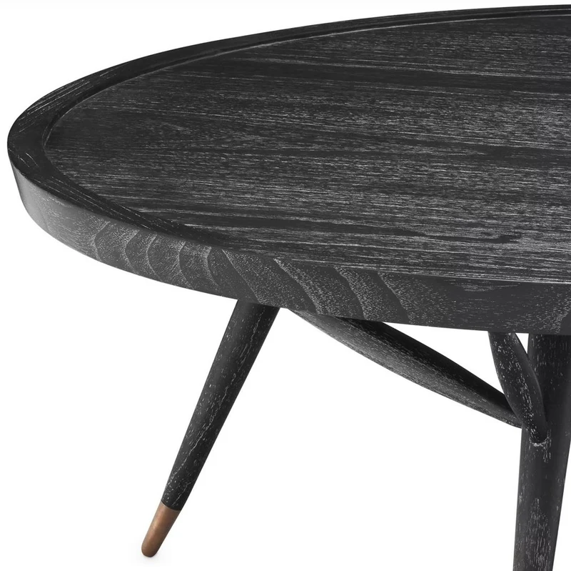 Casa Padrino Luxus Couchtisch Schwarzgrau / Antik Messing Ø 100 x H. 38,5 cm - Runder Massivholz Wohnzimmertisch - Luxus Wohnzimmer Möbel
