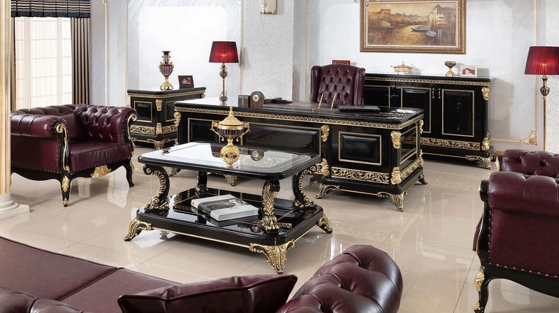 Casa Padrino Luxus Barock Couchtisch mit Glasplatte Schwarz / Gold - Prunkvoller Massivholz Wohnzimmertisch im Barockstil - Barock Wohnzimmer Möbel - Edel & Prunkvoll