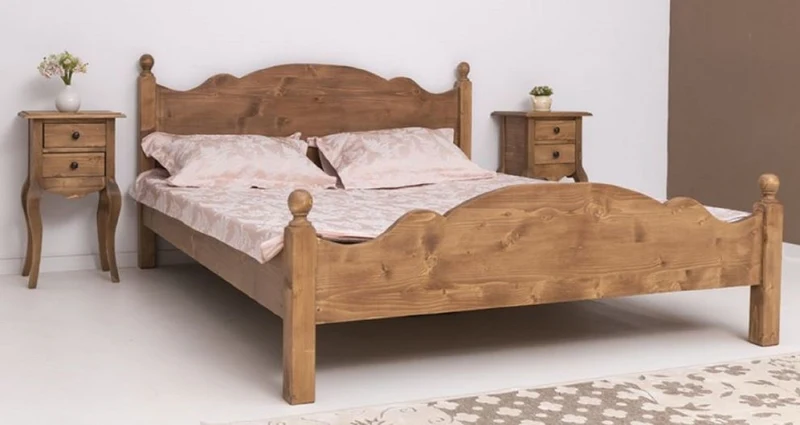 Casa Padrino Landhausstil Massivholz Schlafzimmer Set Braun - 1 Landhausstil Doppelbett & 2 Landhausstil Nachttische - Massivholz Schlafzimmer Möbel - Schlafzimmer Möbel im Landhausstil