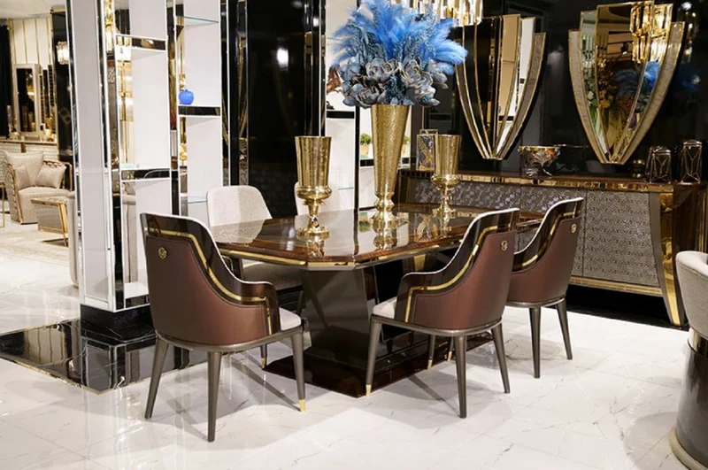 Casa Padrino Luxus Möbel Set Braun / Silber / Gold - 1 Luxus Sideboard mit 4 Türen & 2 Luxus Wandspiegel - Moderne Luxus Möbel