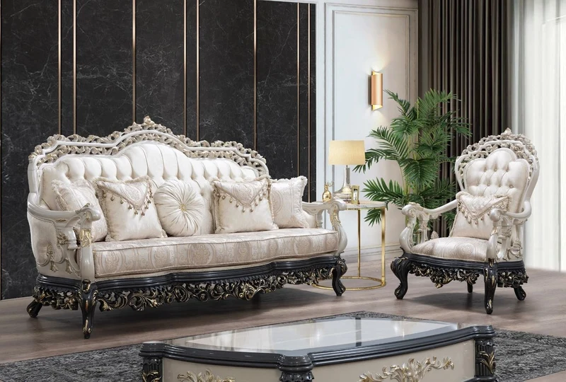 Casa Padrino Luxus Barock Sessel Creme / Beige / Weiß / Grau / Gold - Prunkvoller Wohnzimmer Sessel mit elegantem Muster - Barock Wohnzimmer & Hotel Möbel - Edel & Prunkvoll
