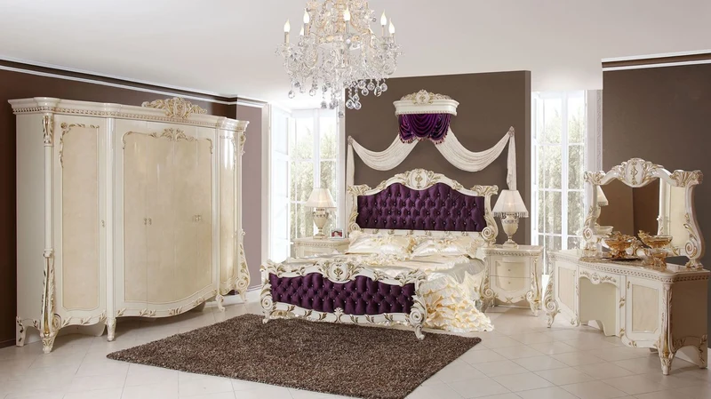 Casa Padrino Luxus Barock Schlafzimmerschrank Beige / Weiß / Gold - Prunkvoller Massivholz Kleiderschrank mit 6 Türen - Barock Schlafzimmer Möbel - Edel & Prunkvoll
