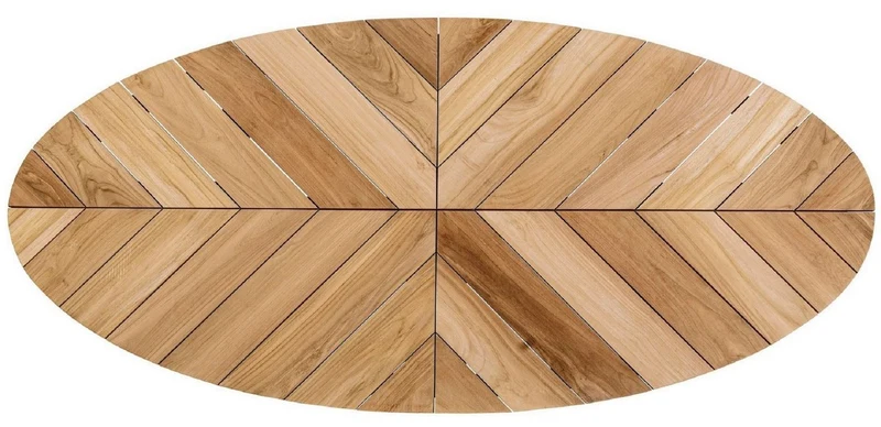 Casa Padrino Luxus Gartentisch Naturfarben / Weiß 240 x 110 x H. 77 cm - Ovaler Esstisch mit Teakholz Tischplatte - Garten & Terrassen Tisch - Luxus Garten & Terrassen Möbel