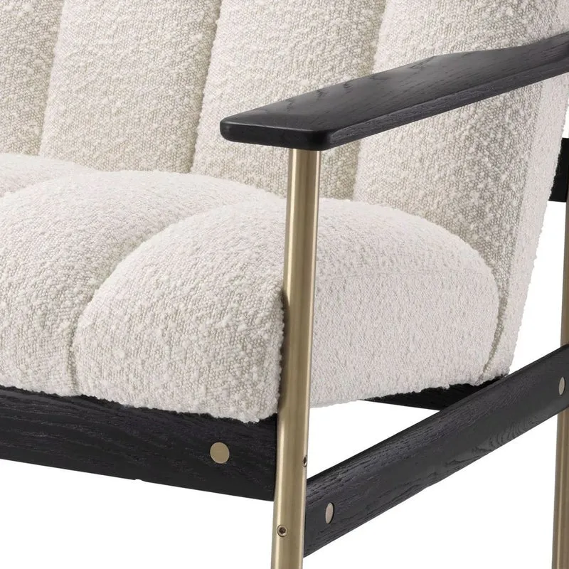 Casa Padrino Luxus Wohnzimmer Sessel Creme / Messing / Schwarz 75 x 78 x H. 73 cm - Moderner Wohnzimmer Sessel - Luxus Wohnzimmer & Hotel Möbel - Luxus Qualität