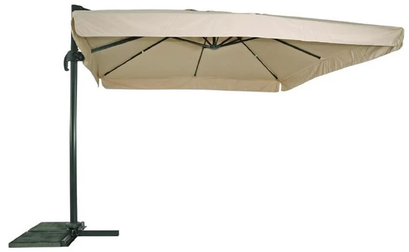 Casa Padrino Luxus Ampelschirm mit Ständer Anthrazit / Naturfarben 300 x 300 cm - Garten Sonnenschirm - Terrassen Sonnenschirm - Balkon Sonnenschirm - Garten Terrassen Balkon Accessoires