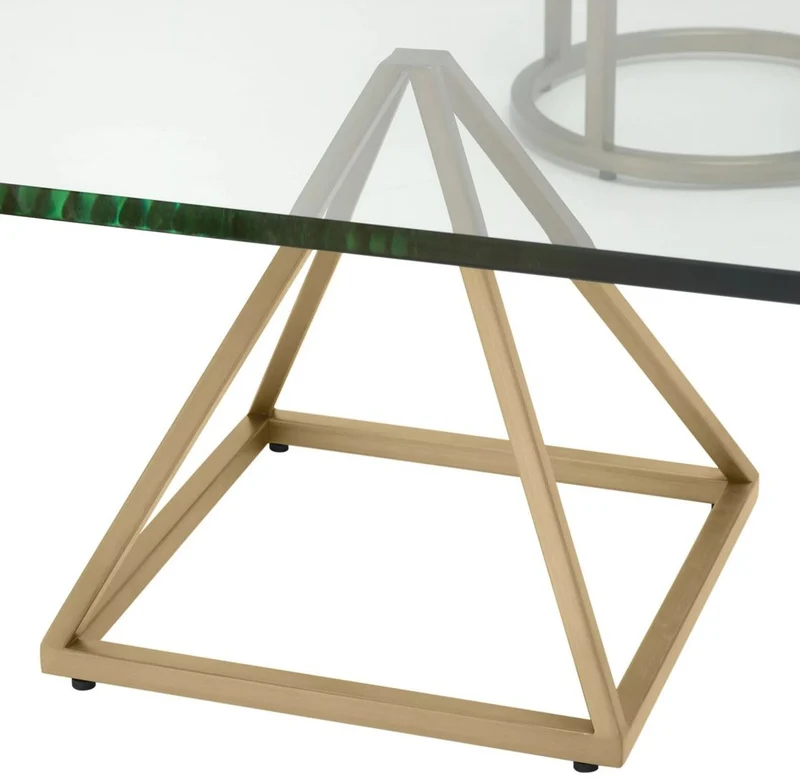 Casa Padrino Luxus Messing Couchtisch 120 x 120 x H. 30 cm - Quadratischer Wohnzimmertisch mit Glasplatte - Wohnzimmer Möbel - Luxus Möbel - Wohnzimmer Einrichtung - Luxus Einrichtung