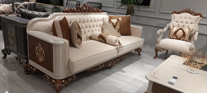 Casa Padrino Luxus Barock Couchtisch Beige / Grau / Braun / Gold - Prunkvoller Massivholz Wohnzimmertisch im Barockstil - Barock Wohnzimmer Möbel - Edel & Prunkvoll