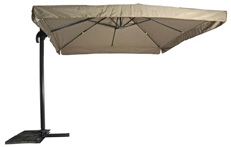 Casa Padrino Luxus Ampelschirm mit Ständer Anthrazit / Taupe 300 x 300 cm - Garten Sonnenschirm - Terrassen Sonnenschirm - Balkon Sonnenschirm - Garten Terrassen Balkon Accessoires