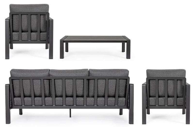 Casa Padrino Luxus Gartenmöbel Set Anthrazit - 1 Gartensofa & 2 Gartensessel & 1 Gartentisch - Moderne Luxus Garten & Terrassen Möbel - Luxus Qualität