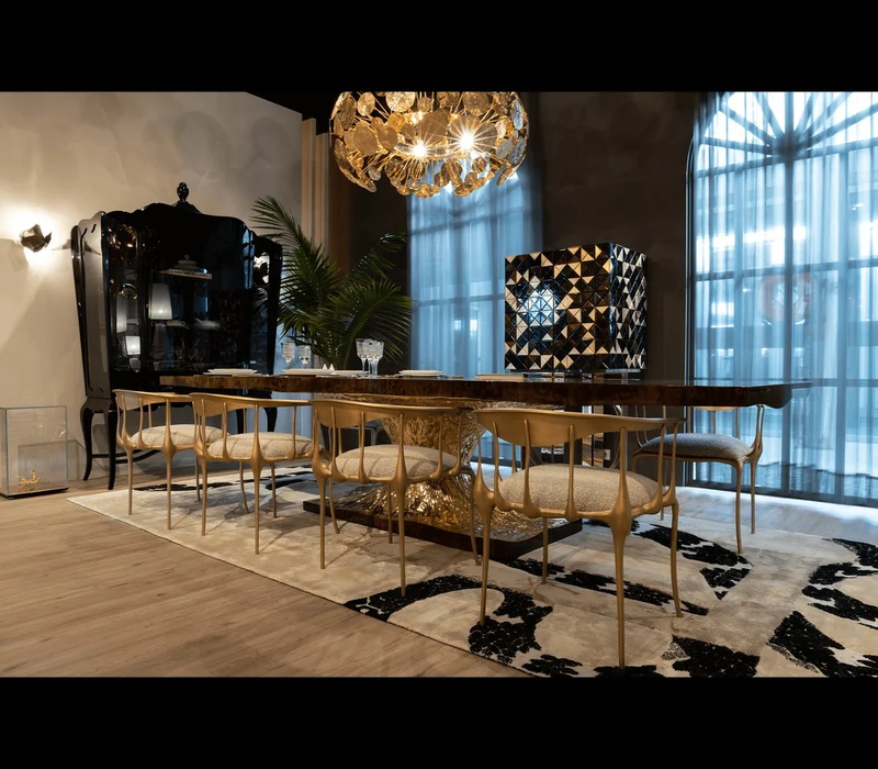 Casa Padrino Luxus Designer Esstisch Braun / Gold 330 x 130 x H. 76 cm - Rechteckiger Esszimmertisch - Italienische Luxus Esszimmer Möbel - Luxus Einrichtung - Luxus Qualität - Made in Italy