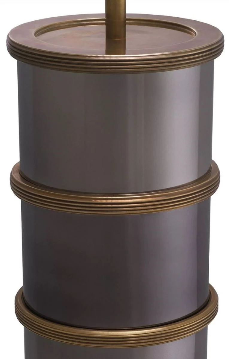 Casa Padrino Luxus Tischleuchte Vintage Messing / Schwarz Nickel / Creme Ø 45 x H. 76 cm - Runde Schreibtischleuchte - Luxus Tischleuchten - Luxus Möbel - Luxus Qualität