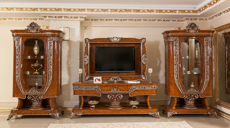 Casa Padrino Luxus Barock Vitrine Braun / Bronzefarben - Prunkvoller Massivholz Vitrinenschrank mit Glastür - Handgefertigte Barock Möbel - Edel & Prunkvoll