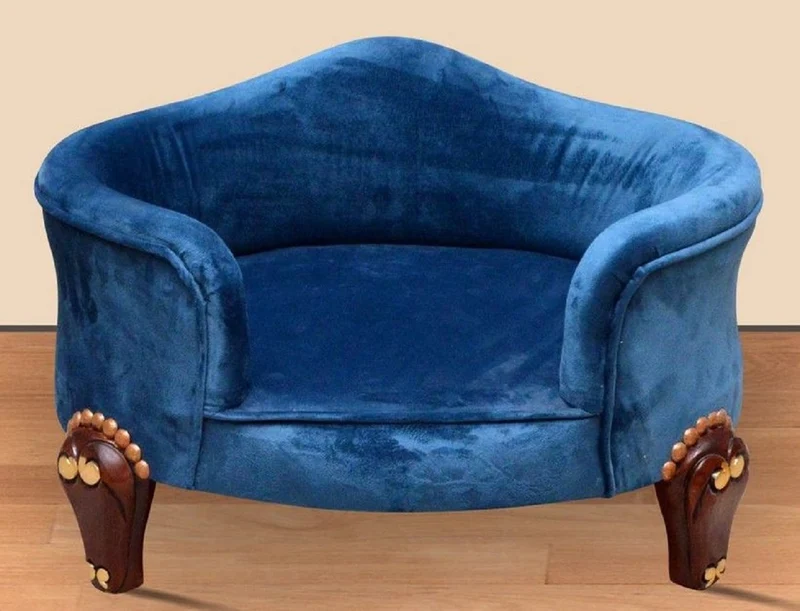 Casa Padrino Barock Hundebett Royal Blau / Braun / Gold - Barock Hundemöbel - Barock Tiermöbel - Prunkvolle Tiermöbel im Barockstil