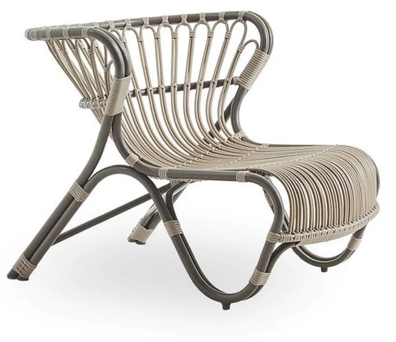 Casa Padrino Luxus Garten Lounge Sessel Mokka / Beige 79 x 92 x H. 68 cm - Wetterbeständiger Garten & Terrassen Sessel - Garten & Terrassen Möbel - Luxus Qualität